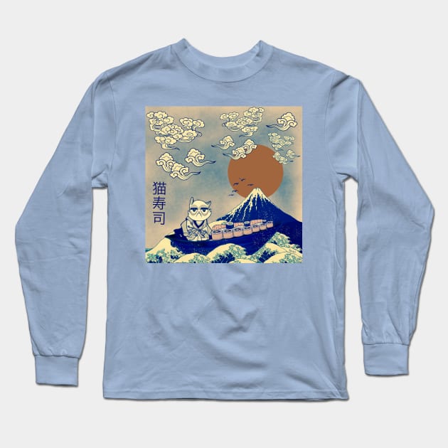 Cat Sushi Japanese homage design by UrbanHero Long Sleeve T-Shirt by MotorManiac